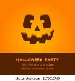 Halloween pumpkin with happy face background. Vector Illustration.