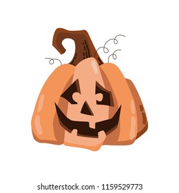 Halloween pumpkin with happy face. Jack o lantern. Vector cartoon Illustration