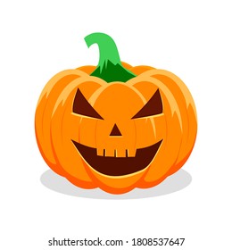 Halloween pumpkin with happy face on white background. Vector Illustration