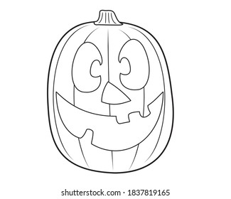 Halloween pumpkin with a happy face on a white background. Halloween holiday. Vector illustration.