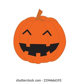 Halloween pumpkin with happy face on white background vector cartoon illustration.