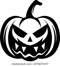Halloween pumpkin with happy face on dark background. Vector cartoon Illustration.