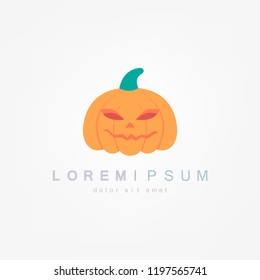 Halloween pumpkin with happy face. Vector cartoon Illustration.