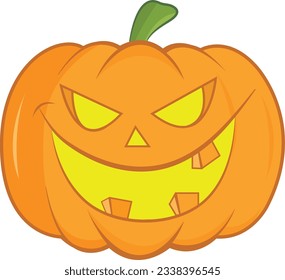 Halloween pumpkin with happy face. Vector cartoon Illustration.