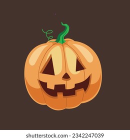 Halloween pumpkin with happy face vector cartoon Illustration.