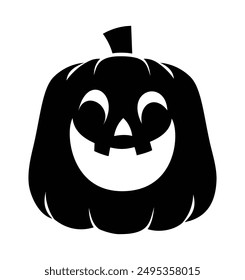 Halloween pumpkin with happy face. Vector cartoon character silhouette illustration
