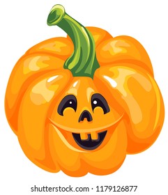 	
Halloween pumpkin with happy face without background. Vector cartoon Illustration.