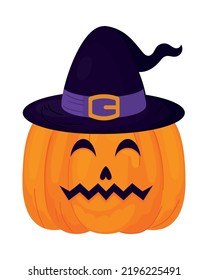 halloween pumpkin with hat icon isolated