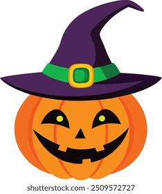 Arte vectorial de ilustración de sombrero de calabaza de Halloween