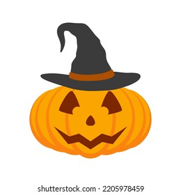 Halloween Pumpkin with hat isolated on white background