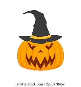 Halloween Pumpkin with hat isolated on white background