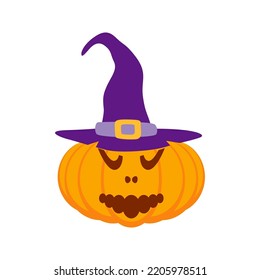 Halloween Pumpkin with hat isolated on white background