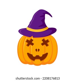 Halloween Pumpkin with hat isolated on white background