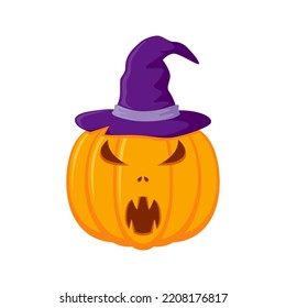Halloween Pumpkin with hat isolated on white background