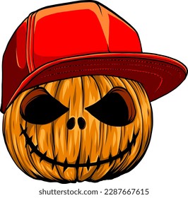 Halloween pumpkin with hat vector illustration