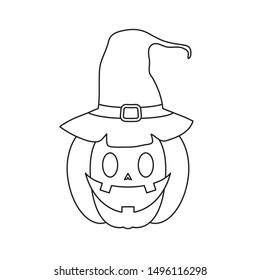 halloween pumpkin with hat witch