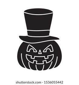 halloween pumpkin with hat wizard vector illustration design