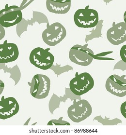 Halloween pumpkin head and bat