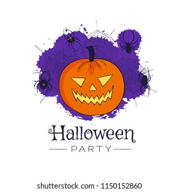 Halloween pumpkin head. A design template for a banner or invitation.