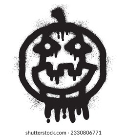 Halloween pumpkin head graffiti with black spray paint