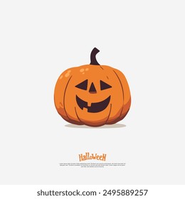 Halloween pumpkin head illustration. Vector cartoon carved jack-o-lantern isolated Horror emoticons. Emoji art. Flat style icon. Facial expressions. Isolated vector illustration on white background