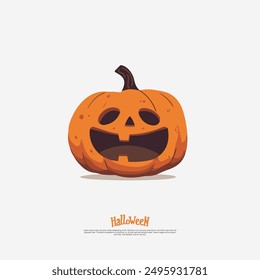 Halloween pumpkin head illustration. Vector cartoon carved jack-o-lantern isolated Horror emoticons. Emoji art. Flat style icon. Facial expressions. Isolated vector illustration on white background