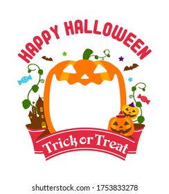 Halloween pumpkin head (jack o lantern) illustration (mouth open) / Text space in the mouth