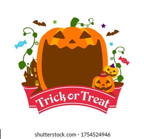 Halloween pumpkin head (jack o lantern) illustration (mouth open) / Text space in the mouth