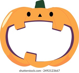 Halloween pumpkin head (jack o lantern) illustration (mouth open) . text space