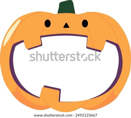 Halloween pumpkin head (jack o lantern) illustration (mouth open) . text space