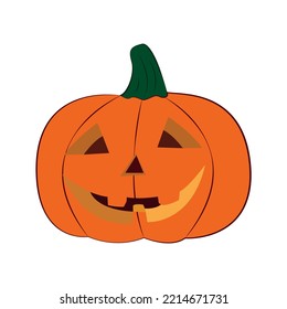 Halloween pumpkin head lantern on white background. Happy Halloween party posters in paper cut style. White background smile pumpkin.