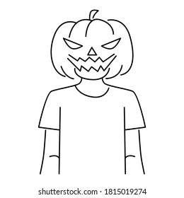 Halloween pumpkin head line art illustration