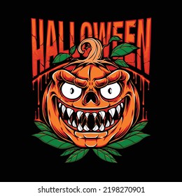 halloween pumpkin head logo illustration