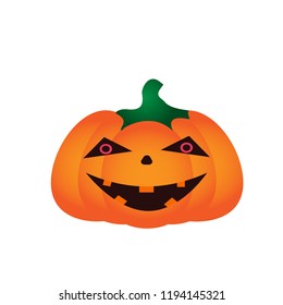 Halloween pumpkin head with scary face. Cute vector illustration on white background.