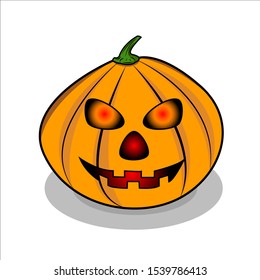 Halloween pumpkin head with a scary face. Ilustration - vector