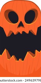 Halloween pumpkin head with scary face expression. Vector cartoon illustration of glowing jack-o-lantern monster character design with carved emotion isolated.