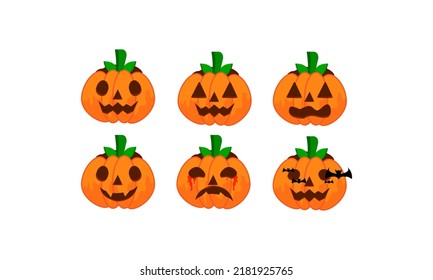 Halloween pumpkin head, scary pumpkin, vector pumpkin head icon