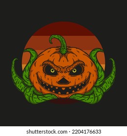Halloween Pumpkin Head Vector Illustration