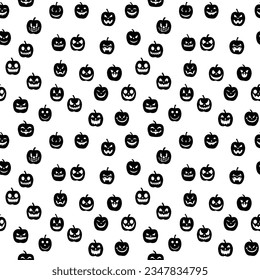 Halloween pumpkin heads, repeating seamless pattern, wallpaper vector illustration