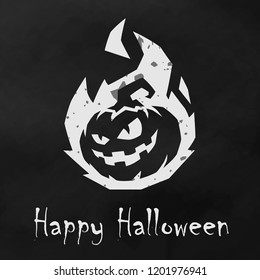 Halloween pumpkin from hell. Evil pumpkin greeting card template