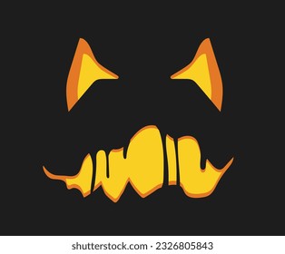 Halloween pumpkin horror emoticon concept. International holiday of fear and horror. Magic and mysticism. Feelings and emotions. Cartoon flat vector illustration isolated on black background