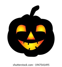 Halloween pumpkin icon. Autumn symbol. Halloween scary pumpkin with a smile, burning eyes. Cartoon colorful illustration.