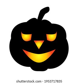 Halloween pumpkin icon. Autumn symbol. Halloween scary pumpkin with a smile, burning eyes. Cartoon colorful illustration.