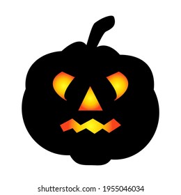 Halloween pumpkin icon. Autumn symbol. Halloween scary pumpkin with a smile, burning eyes. Cartoon colorful illustration.