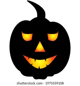 Halloween pumpkin icon. Autumn symbol. Halloween scary pumpkin with a smile, burning eyes. Cartoon colorful illustration.