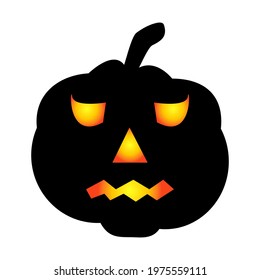 Halloween pumpkin icon. Autumn symbol. Halloween scary pumpkin with a smile, burning eyes. Cartoon colorful illustration.