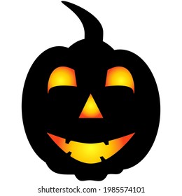 Halloween pumpkin icon. Autumn symbol. Halloween scary pumpkin with a smile, burning eyes. Cartoon colorful illustration.