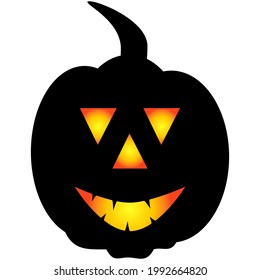 Halloween pumpkin icon. Autumn symbol. Halloween scary pumpkin with a smile, burning eyes. Cartoon colorful illustration.