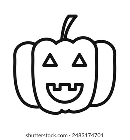 Halloween pumpkin icon Black line art vector