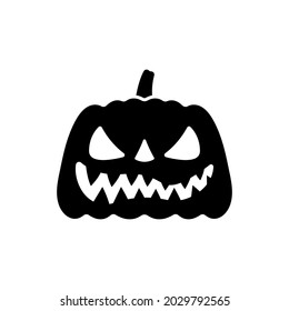 Halloween pumpkin icon. Black silhouette. Front view. Vector simple flat graphic illustration. The isolated object on a white background. Isolate.